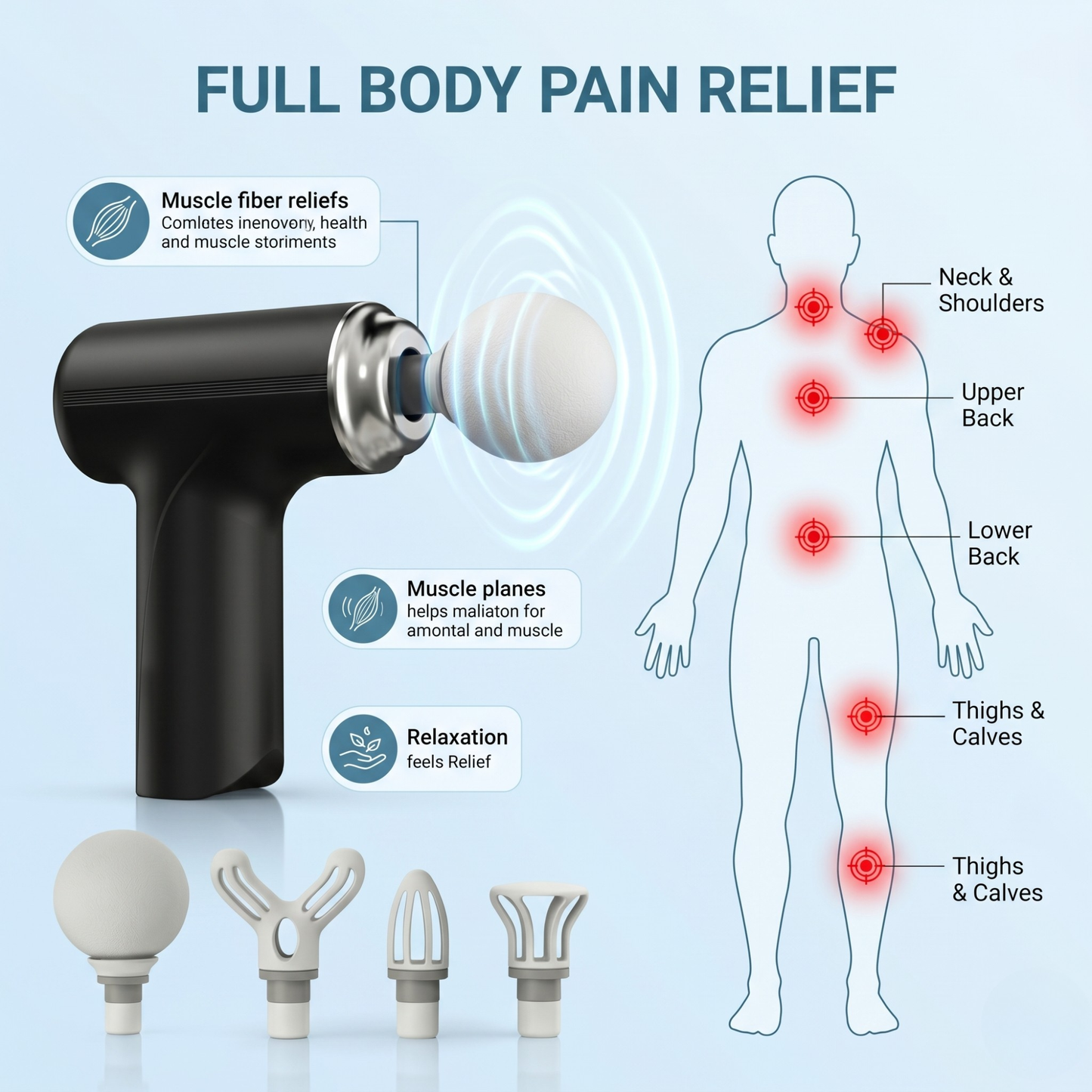 Deep Tissue Body Massager Gun for Pain Relief & Muscle Recovery